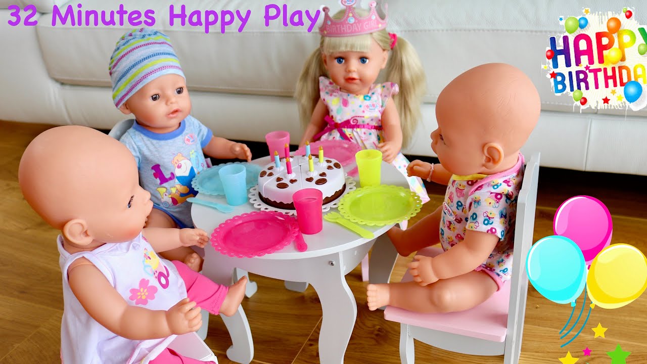 Die Baby Born Puppen Emily und Leo spielen zusammen. 2 Spielzeug Videos auf Deutsch am Stück
