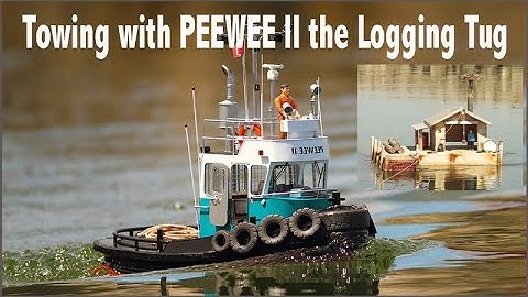 Towing the Floating Hangar with PEEWEE II the RC Logging Tug!