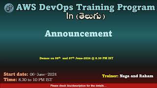 Announcement |  AWS DevOps 06-June-2024 batch | 9381136450 | Cloud Computing In Telugu