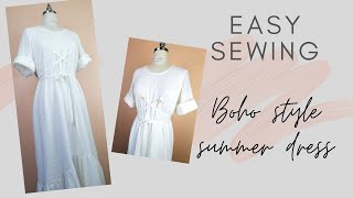 Boho style summer dress/ Simple pattern and sewing tutorial