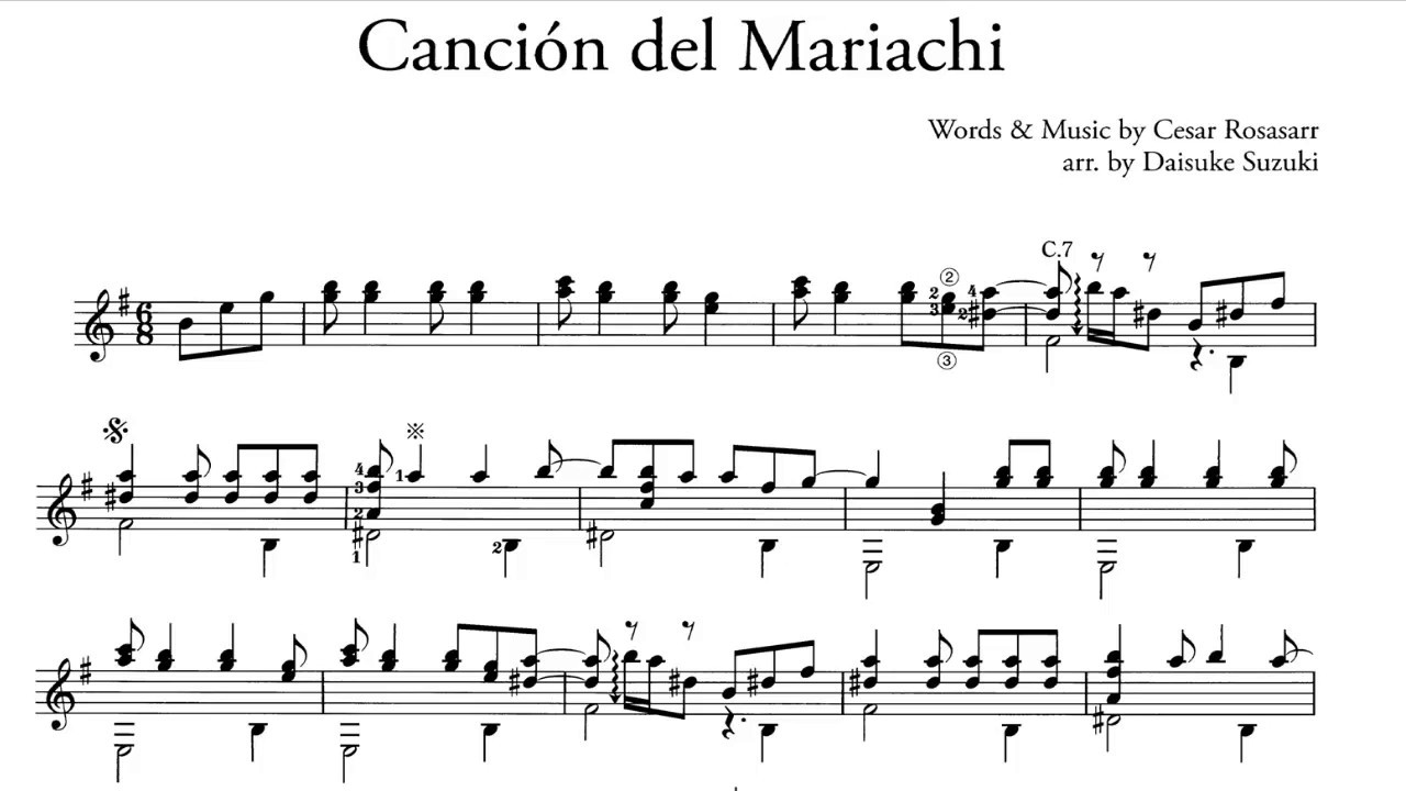 cancion del mariachi guitar pro tab download