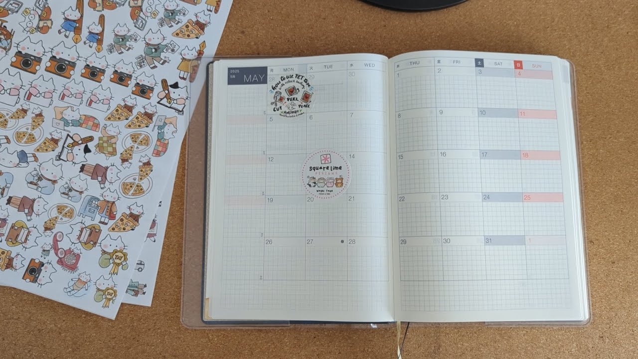 Hobonichi HON Cousin A5 | Monatsdeko Mai | Little Potato | Cat Collage Club | Planerbeere