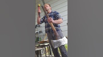 Testing $4 Lowes double bit axe handle #axe #firewood #woodworking #splittingfirewood #choppingwood