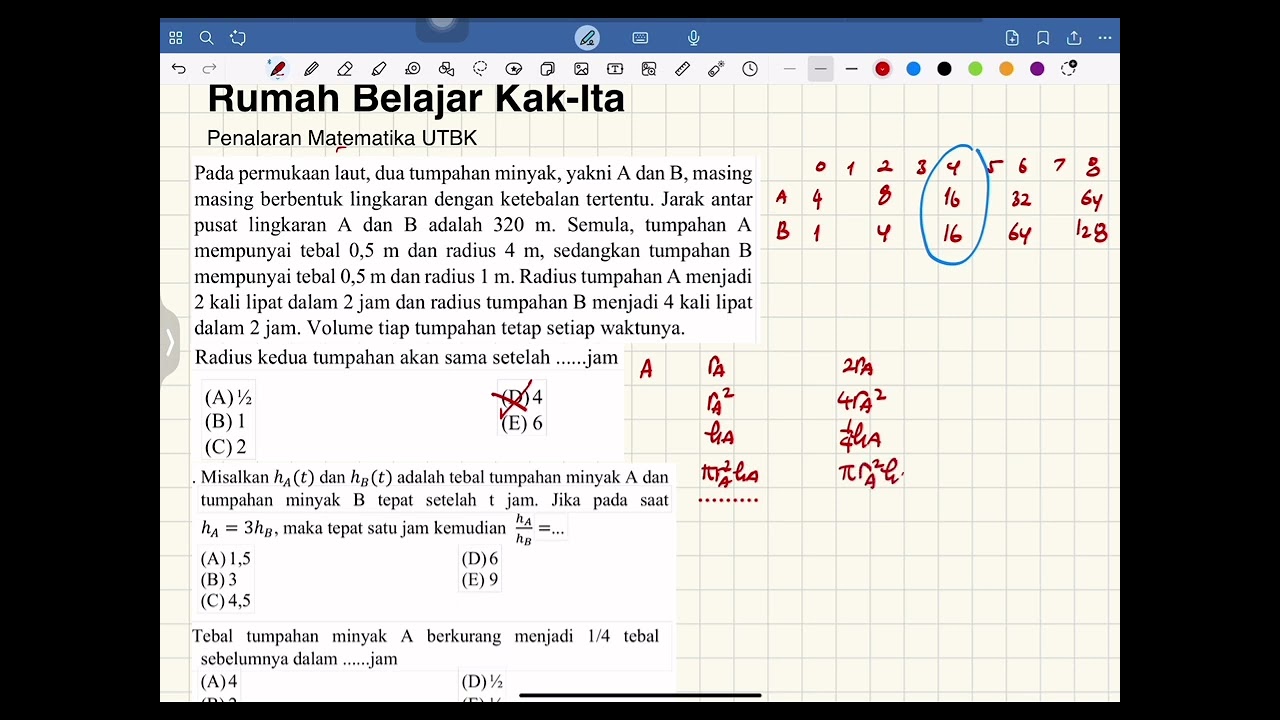 UTBK 2025, Penalaran Matematika, Kasus Tumpahan Minyak Versi Kedua