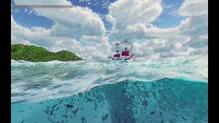 Dynamic ocean rendering combined with instantiated foliage with 3D impostors & volumetric atmosphere
