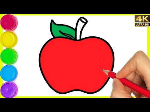 How to draw an Apple drawing || Apple drawing step by step || Colouring apple drawing for beginners.