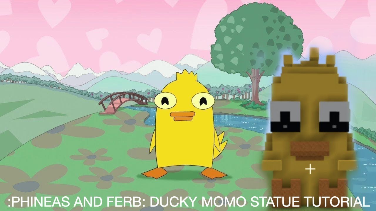 Phineas and ferb, minecraft, ducky momo, statue, tutorial.