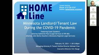 2/10/21 HOME Line COVID-19 webinar, including guest speakers: housing attorneys from LSNM and SMRLS