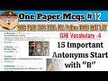 English Vocabulary -4 | GRE Vocabulary -4 | Important Antonyms start with B | One Paper Mcqs -12