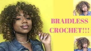 BRAIDLESS CROCHET !! REUSING OLD CROCHET HAIR || CURLY AFRO || Jamaican Bounce Braiding Hair