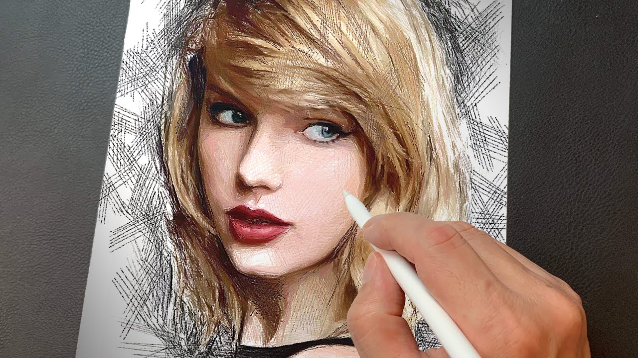 Drawing Taylor Swift Draw Only With Lines Realism Painting How To Procreate Art Artycoaty Youtube