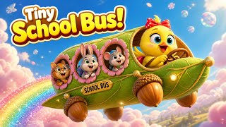 Tiny School Bus Adventure in the Sky 🌈 | Cute 3D Cartoon Animals Flying