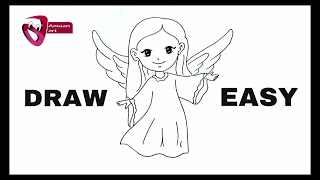 How to draw cute girl | Simple drawing step by step