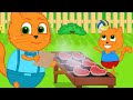 고양이 가족 한국어 - 바비큐 파티 - 어린이를 위한 만화