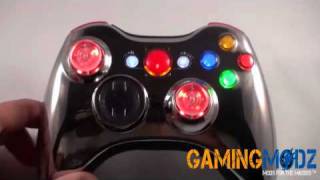 Chrome Red Xbox Controller w/ Illuminating Thumb sticks Light Sticks