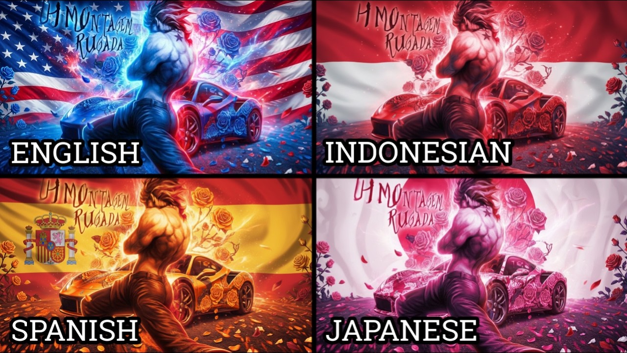 Montagem Rugada English vs Spanish vs Indonesia vs Japanese Versions