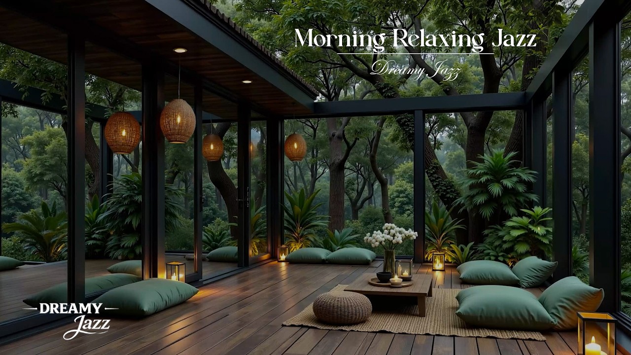 Morning Relaxing Jazz in Forest Living Room | Soft Jazz Piano Music for Study, Work & Calm Moments