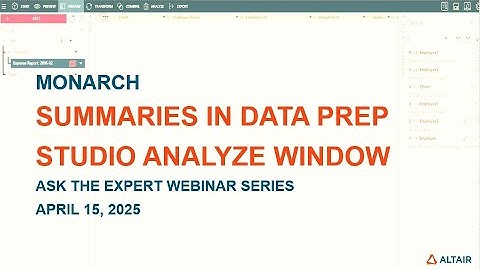 Summaries in Data Prep Studio Analyze Window in Altair Monarch | Ask The Expert Webinar Series