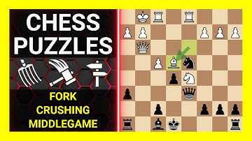 Chess Puzzles to Practice. Themes: Fork, Crushing, Middlegame. Learn Chess