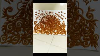 🌸 Welcome Card Mehendi Design | Elegant Henna Art on Card | DIY Mehndi Greeting Card Idea 🌿