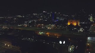 Night Drone Flight over City of Grand Rapids, Michigan.