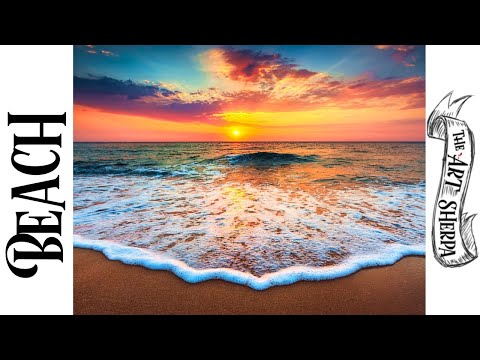 The perfect Wave Ocean Sunset STEP by STEP Acrylic Painting| TheArtSherpa