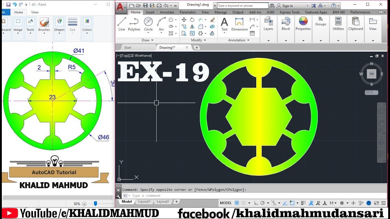 AutoCAD 2D Training Exercises for Beginners 19 - YouTube