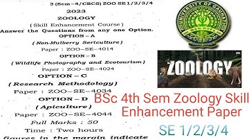BSc 4th sem zoology skill enhancement course paper SE Guwahati University 2023 ZOO-SE-4014/24/34/44