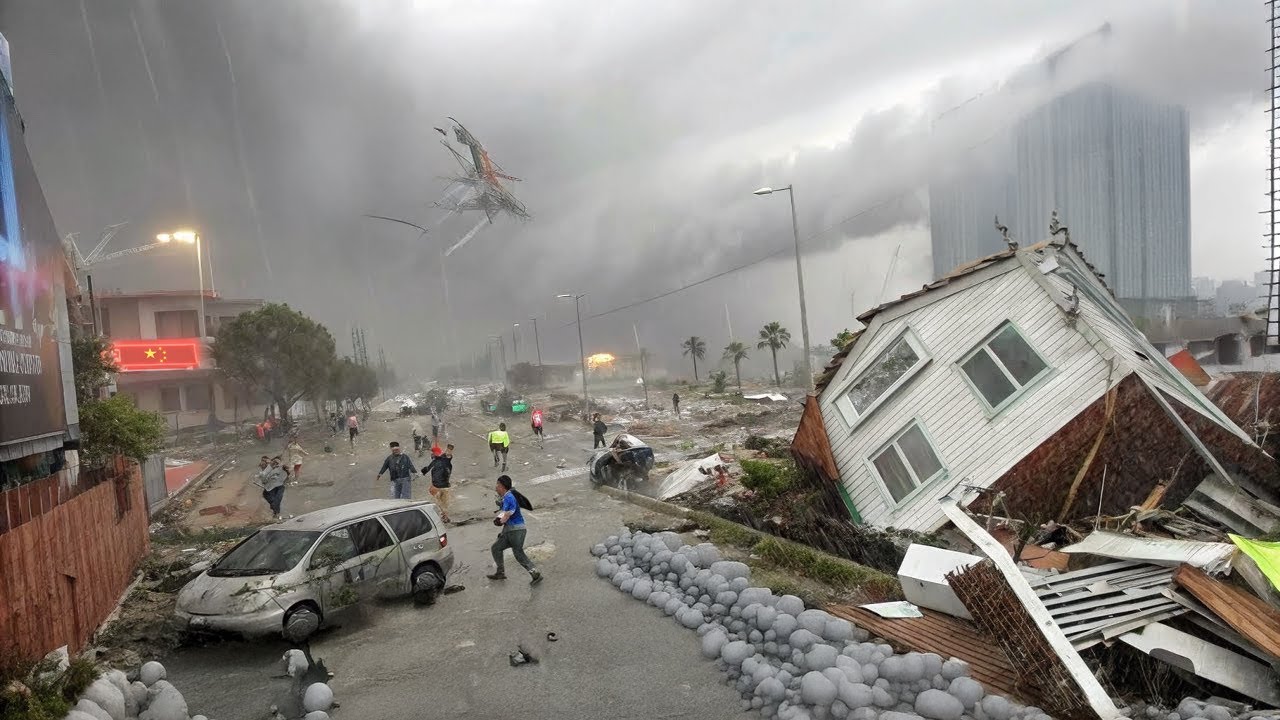 Chaos In China Today! Brutal Hail like a Typhoon Destroy Homes, Cars In Hebei