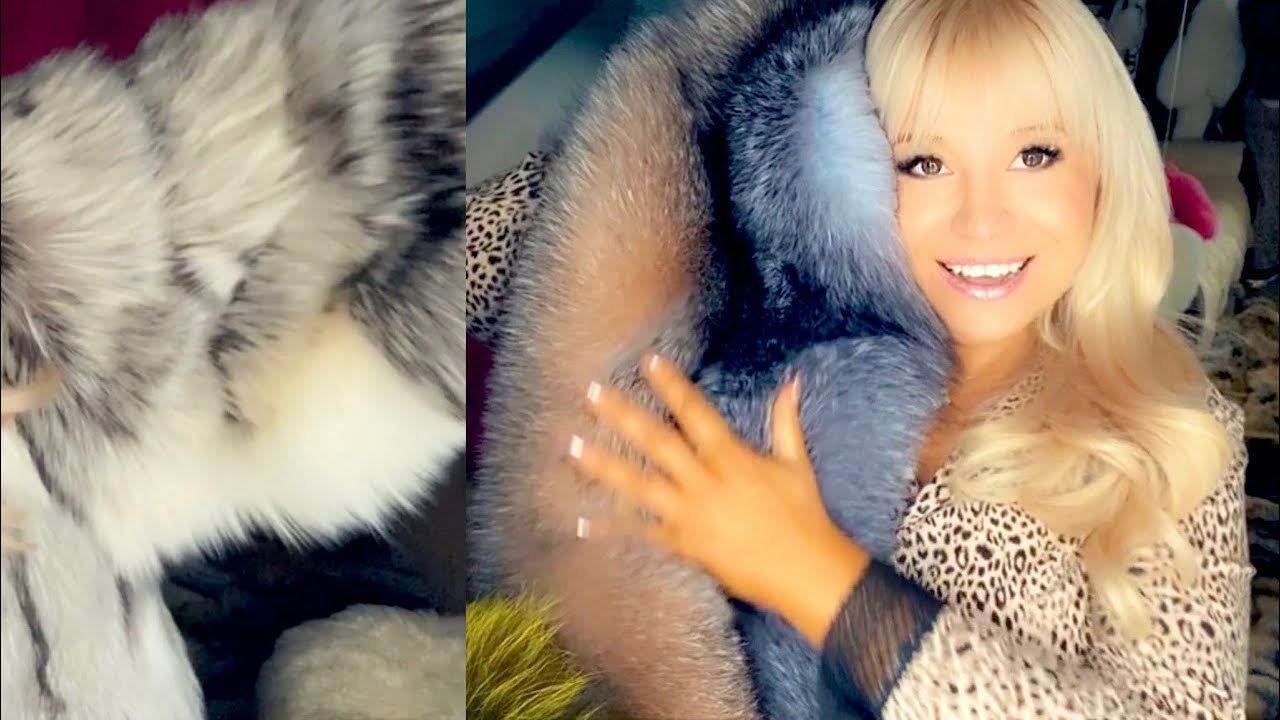 Luxury Fur coat ️ Double sided fox fur stole ️ Fur bikini try-on - YouTube