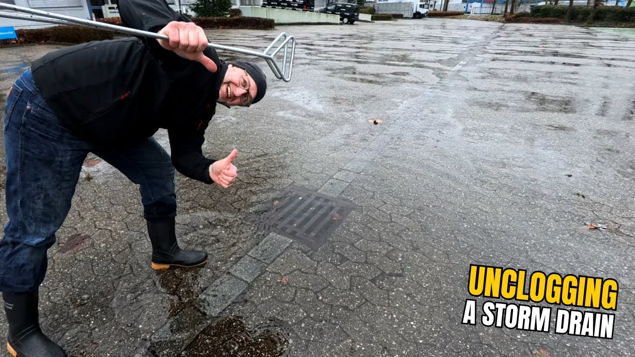 #059-2 Unclogging a storm drain during rain in Germany - YouTube