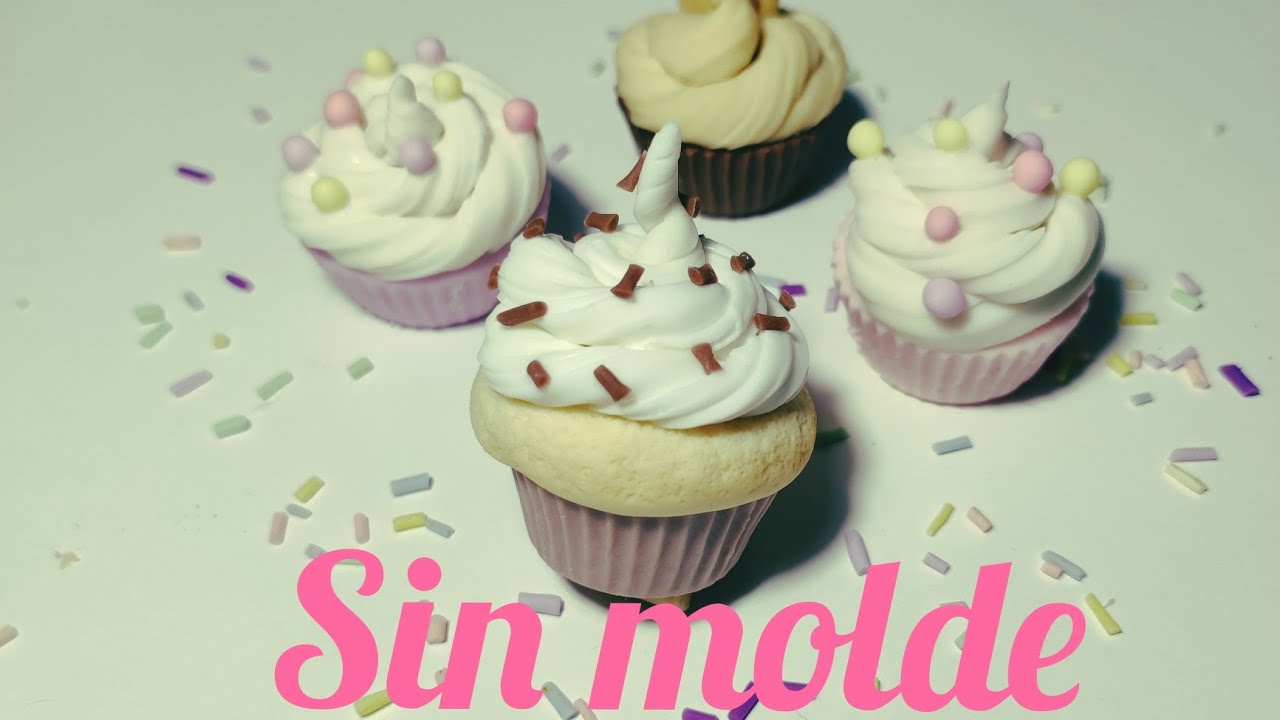 Cupcakes en porcelana fria sin moldes ni extrusora 🍩🍪❤️
