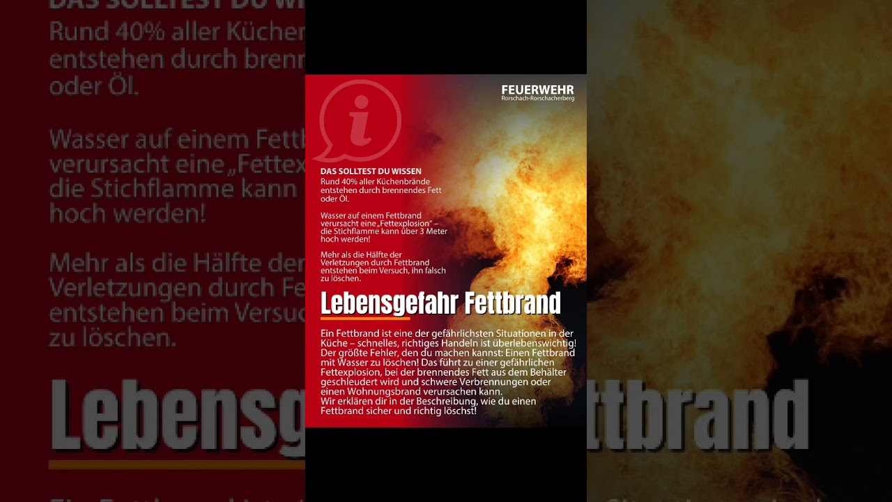 Lebensgefahr Fettbrand! Wusstest du, dass die häufigste Reaktion die gefährlichste ist?