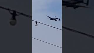 The BBMF Lancaster bomber leaving the display over the crowd