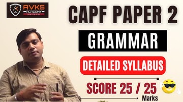 CAPF P2 Grammar Syllabus | Selected Topics for Maximum marks #CAPF2023 #capfpaper2 | AVKS ACADEMY
