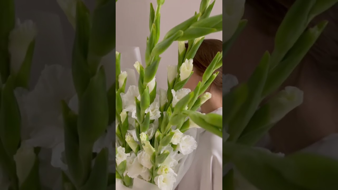 Авторский монобукет из белых гладиолусов - Обзор