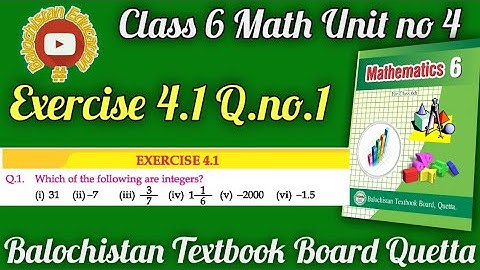How to Differentiate between integers & non-integers? Exercise 4.1 Q.1 class 6 Math Balochistan