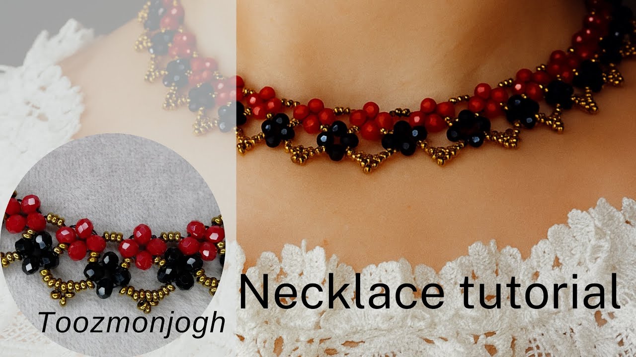 Make a Stunning Beaded Necklace – Step by Stepساخت گردنبند شیک با منجوق و کریستال – گام به گام#diy 