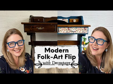 Modern Folk-Art Flip With DECOUPAGE | Create Texture With Tonal "Wipe-Wash" Technique