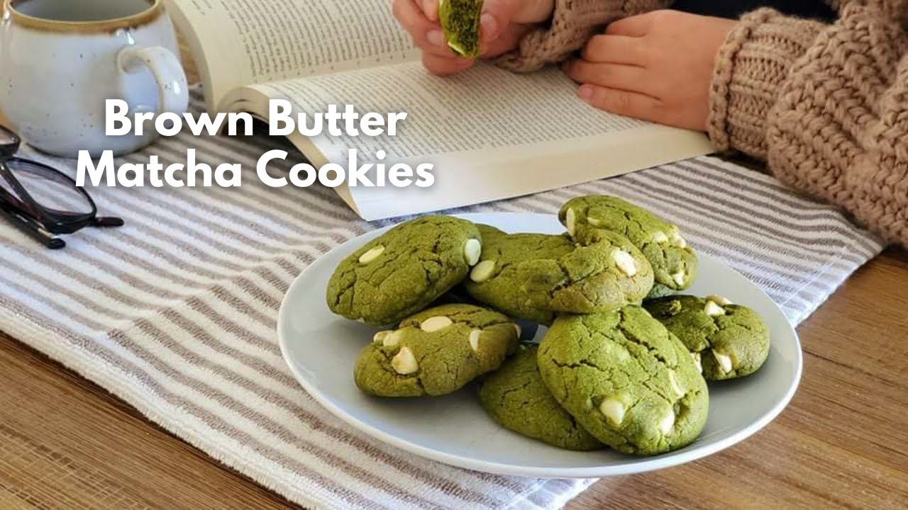 Easy Brown Butter Matcha cookies with white chocolate chips YouTube