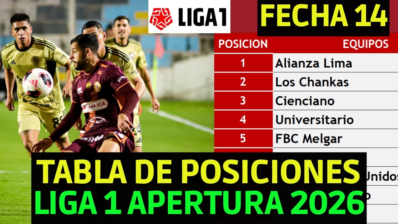 TABLA DE POSICIONES LIGA 1 PERU 2026 APERTURA FECHA 14 HOY | CUSCO 1-1 ...