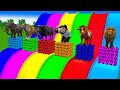 Long slide game with elephant gorilla buffalo hippopotamus tiger 3d animal game funny 3d animals