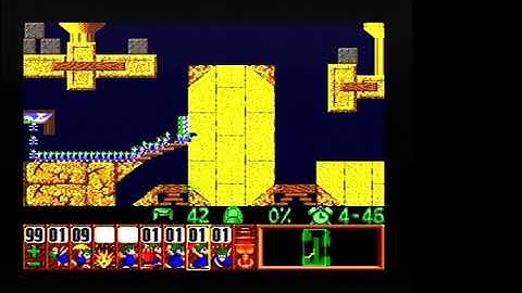 Lemmings SNES Tricky 23 From the Boundary Line 9800 points (98% (98/100) saved & 25 skills used