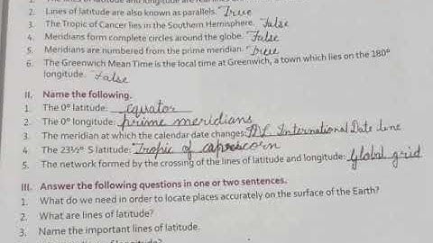 Chapter-1 "Locating places on Globe " Revision  exercise part -3, Class 5th, Social Studies
