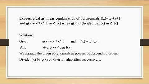 ALGEBRA AND NUMBER THEORY - FINITE FIELDS AND POLYNOMIALS