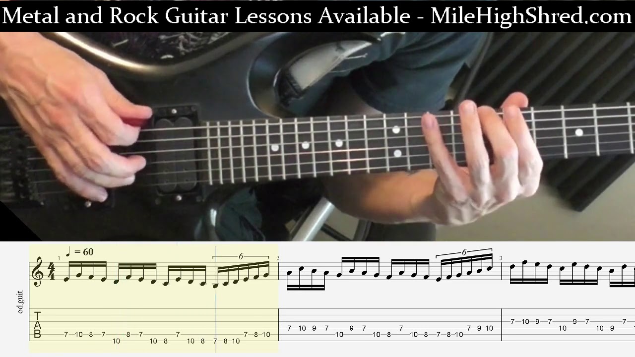 Guitar Scale Run 16th Notes 3 Note Pattern for 3 Beats 1 Beat of