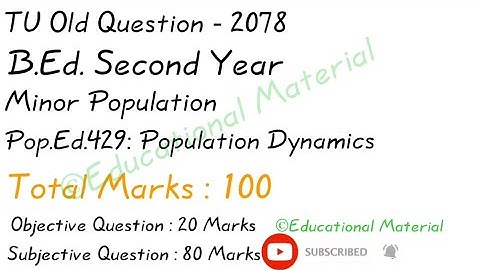 Pop.Ed.429 Population Dynamics B.Ed. second 2nd Year Old Question Paper | Minor population