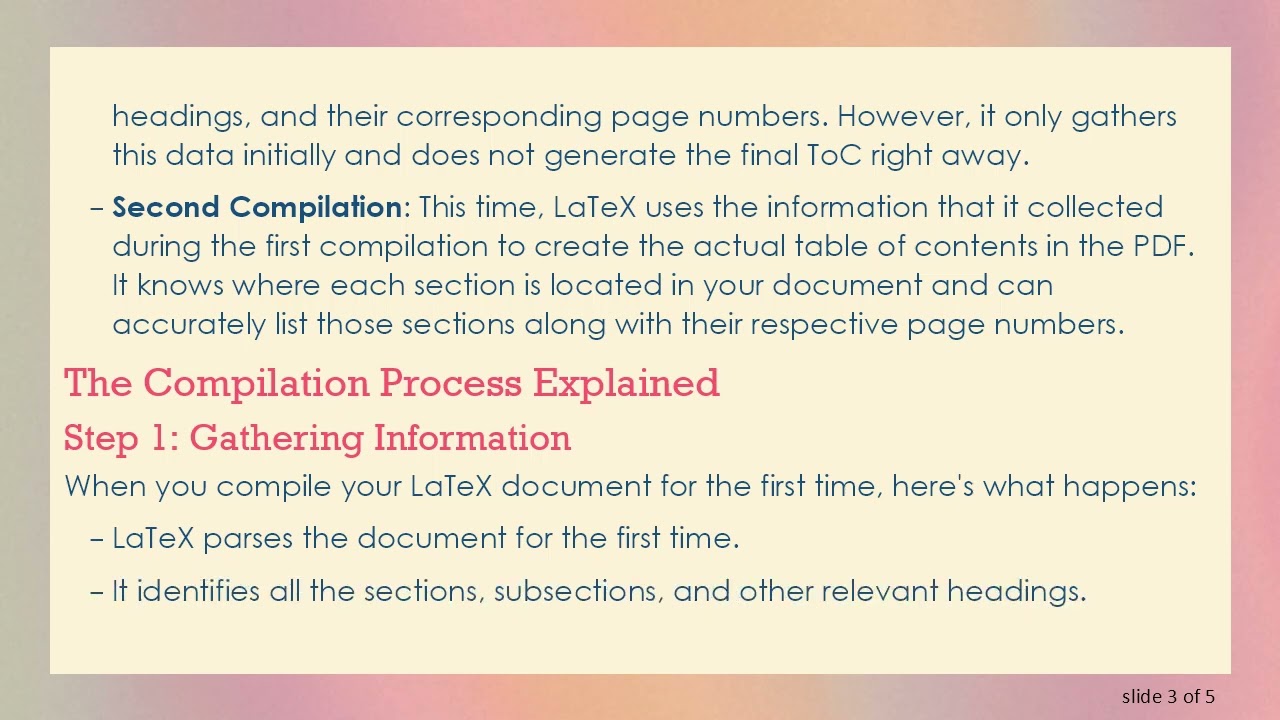 Understanding the Need for Double Compilation in LaTeX for Generating a Table of Contents