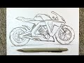 How to draw a motorcycle step by step  drawing a sports bike   easy drawing tutorials
