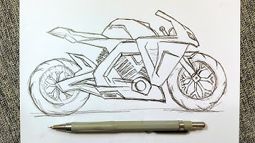 How to Draw a Motorcycle Step by Step / Drawing a Sports Bike  / Easy Drawing Tutorials
